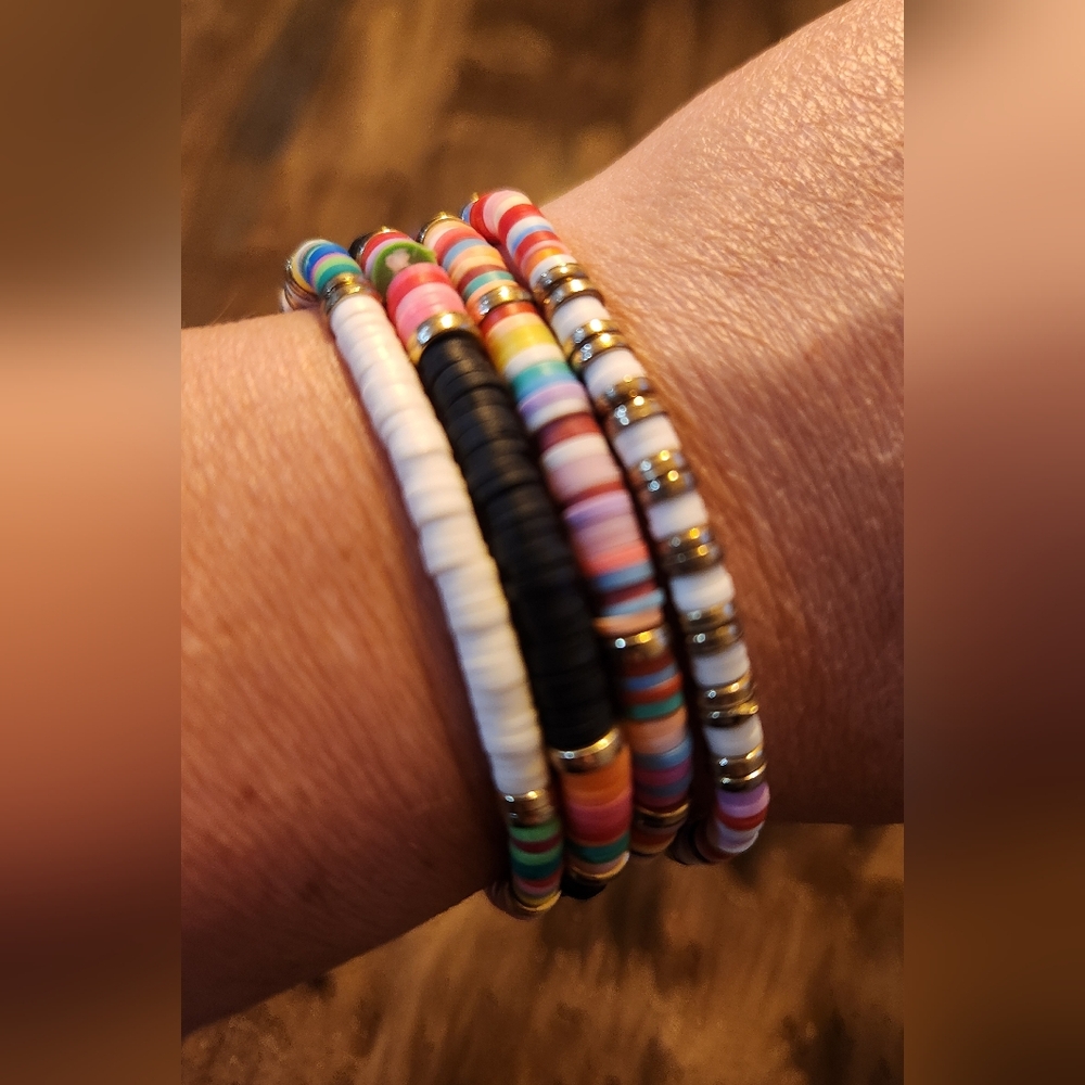 4 Pc Colorful Beaded Bracelets Set